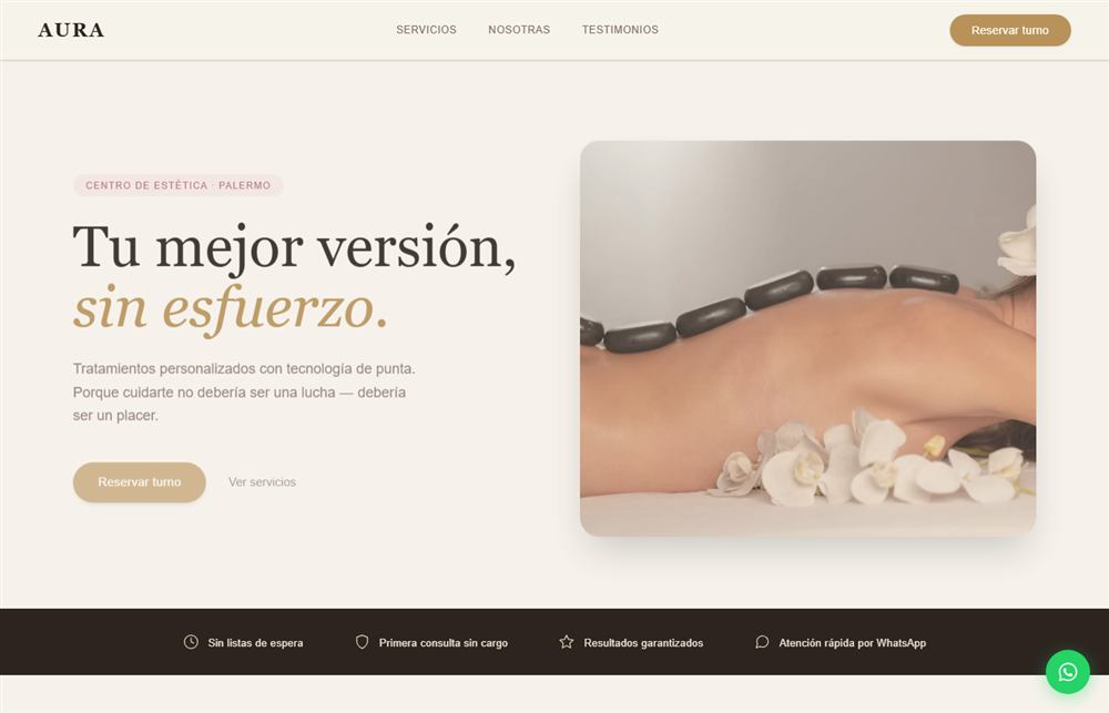Home del sitio de Aura Estética