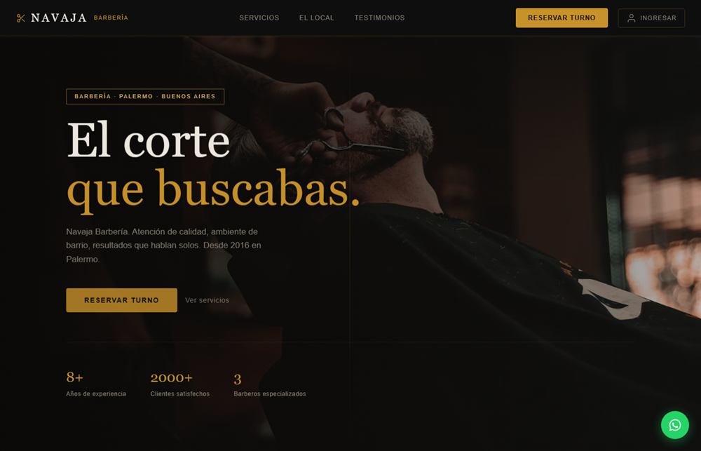 Home del sitio de Navaja Barbería